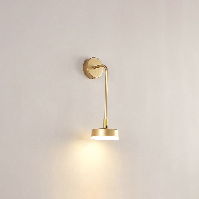 Round Metal LED Sconce Lighting Simple Style Golden Wall Mounted Lamp for Bedroom Gold Third Gear Down Clearhalo 'Cast Iron' 'Glass' 'Industrial' 'Modern wall lights' 'Modern' 'Tiffany' 'Traditional wall lights' 'Wall Lamps & Sconces' 'Wall Lights' Lighting' 2467745
