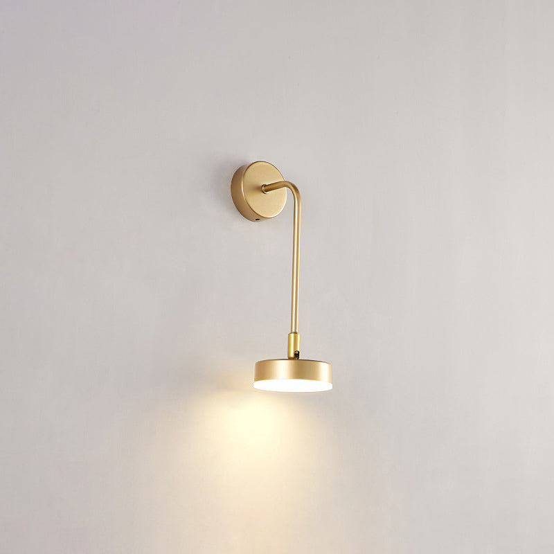Round Metal LED Sconce Lighting Simple Style Golden Wall Mounted Lamp for Bedroom Gold Warm Down Clearhalo 'Cast Iron' 'Glass' 'Industrial' 'Modern wall lights' 'Modern' 'Tiffany' 'Traditional wall lights' 'Wall Lamps & Sconces' 'Wall Lights' Lighting' 2467747