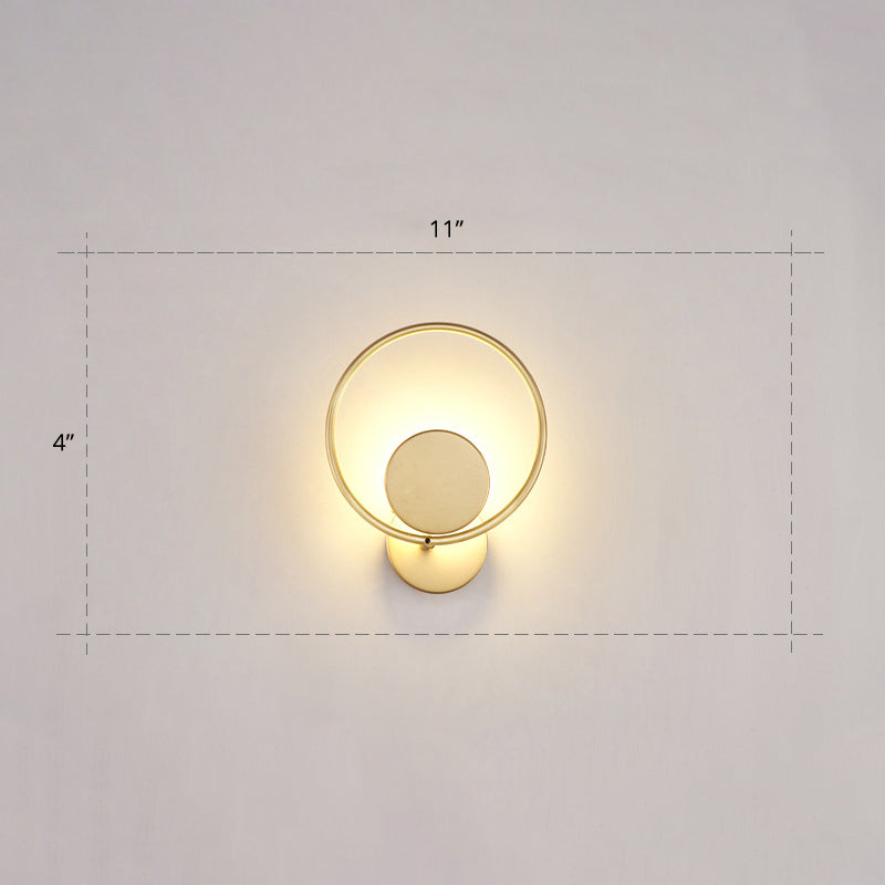 Round Metal LED Sconce Lighting Simple Style Golden Wall Mounted Lamp for Bedroom Clearhalo 'Cast Iron' 'Glass' 'Industrial' 'Modern wall lights' 'Modern' 'Tiffany' 'Traditional wall lights' 'Wall Lamps & Sconces' 'Wall Lights' Lighting' 2467748