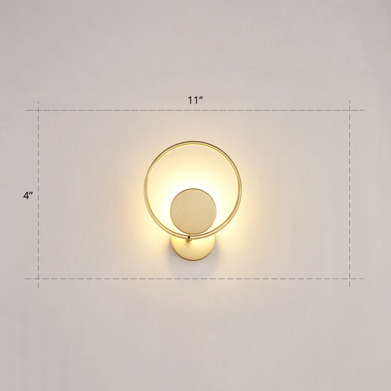 Round Metal LED Sconce Lighting Simple Style Golden Wall Mounted Lamp for Bedroom Clearhalo 'Cast Iron' 'Glass' 'Industrial' 'Modern wall lights' 'Modern' 'Tiffany' 'Traditional wall lights' 'Wall Lamps & Sconces' 'Wall Lights' Lighting' 2467750