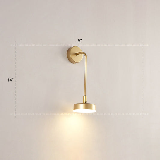 Round Metal LED Sconce Lighting Simple Style Golden Wall Mounted Lamp for Bedroom Clearhalo 'Cast Iron' 'Glass' 'Industrial' 'Modern wall lights' 'Modern' 'Tiffany' 'Traditional wall lights' 'Wall Lamps & Sconces' 'Wall Lights' Lighting' 2467755
