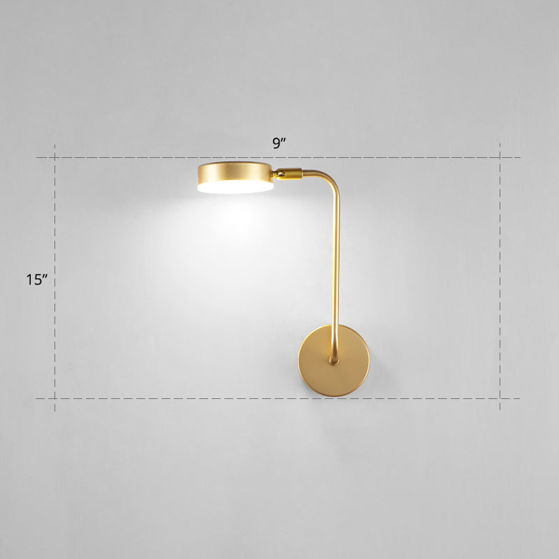Round Metal LED Sconce Lighting Simple Style Golden Wall Mounted Lamp for Bedroom Clearhalo 'Cast Iron' 'Glass' 'Industrial' 'Modern wall lights' 'Modern' 'Tiffany' 'Traditional wall lights' 'Wall Lamps & Sconces' 'Wall Lights' Lighting' 2467759