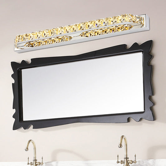 Beveled Crystal Encrusted Linear Bar Light Modern Stylish LED Vanity Wall Sconce Champagne Clearhalo 'Modern wall lights' 'Modern' 'Vanity Lights' 'Wall Lights' Lighting' 2467778
