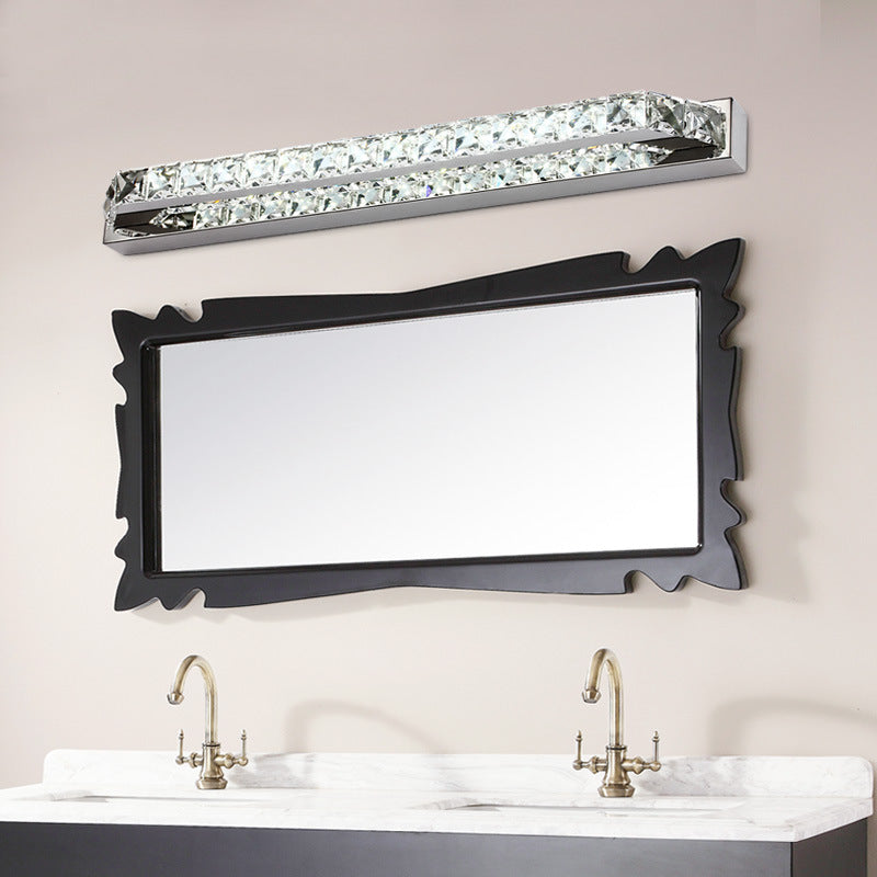 Beveled Crystal Encrusted Linear Bar Light Modern Stylish LED Vanity Wall Sconce Clear Clearhalo 'Modern wall lights' 'Modern' 'Vanity Lights' 'Wall Lights' Lighting' 2467779