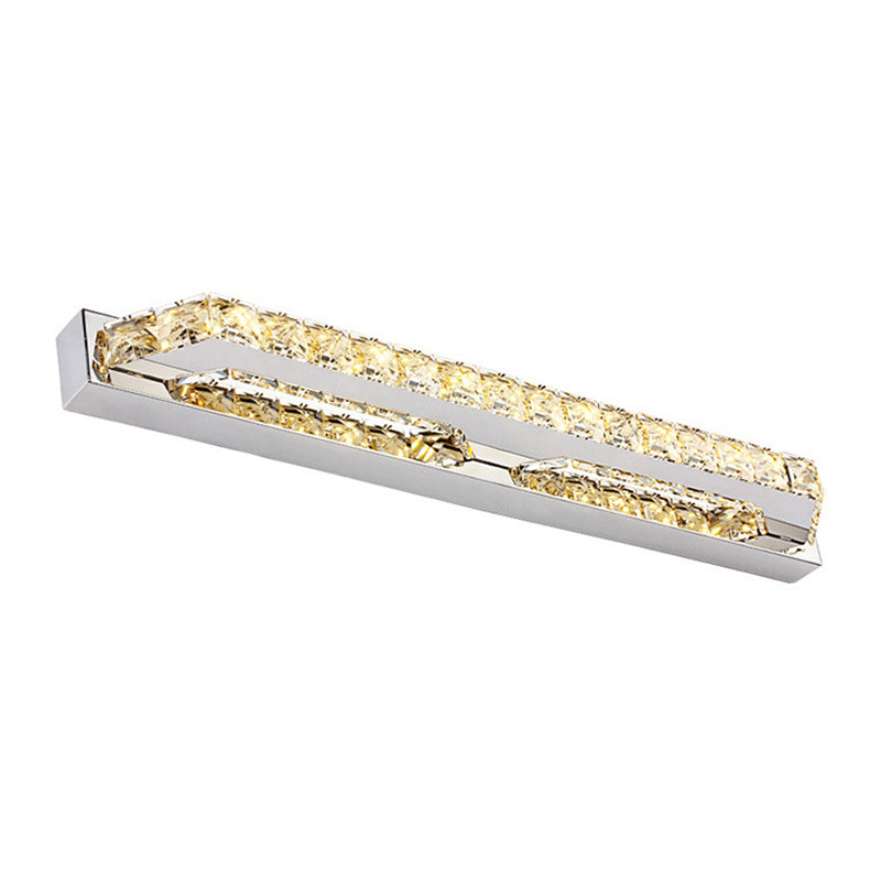 Beveled Crystal Encrusted Linear Bar Light Modern Stylish LED Vanity Wall Sconce Clearhalo 'Modern wall lights' 'Modern' 'Vanity Lights' 'Wall Lights' Lighting' 2467782