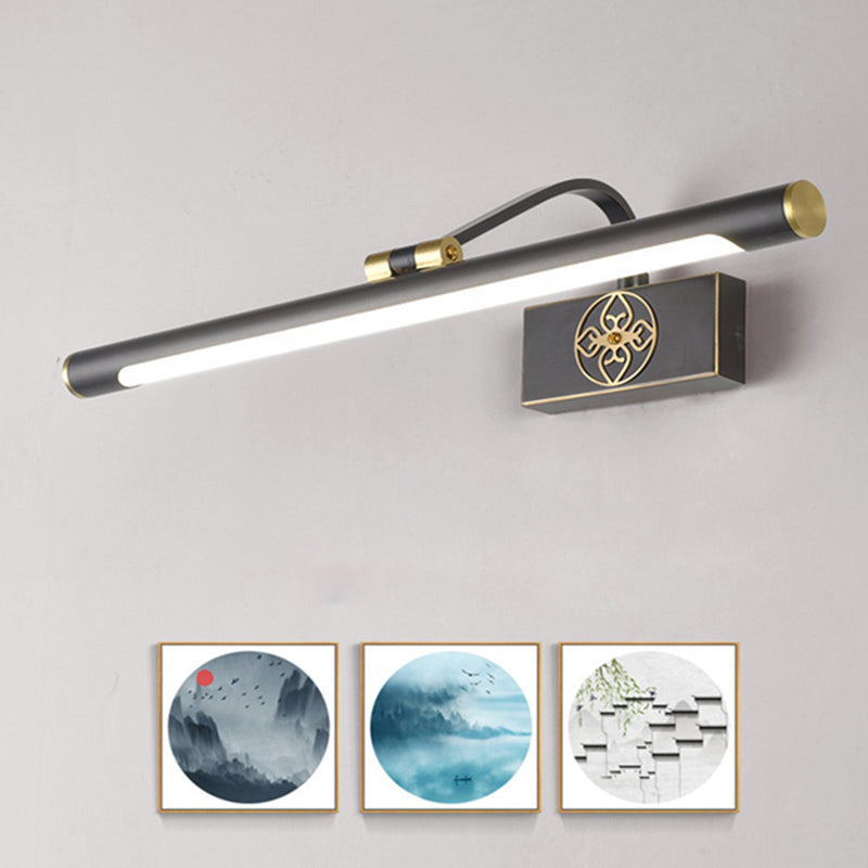 Traditional Tube Vanity Lighting Ideas Metal Rotatable LED Wall Mounted Lamp in Gold-Black Gold-Black Round Clearhalo 'Vanity Lights' 'Wall Lights' Lighting' 2467783