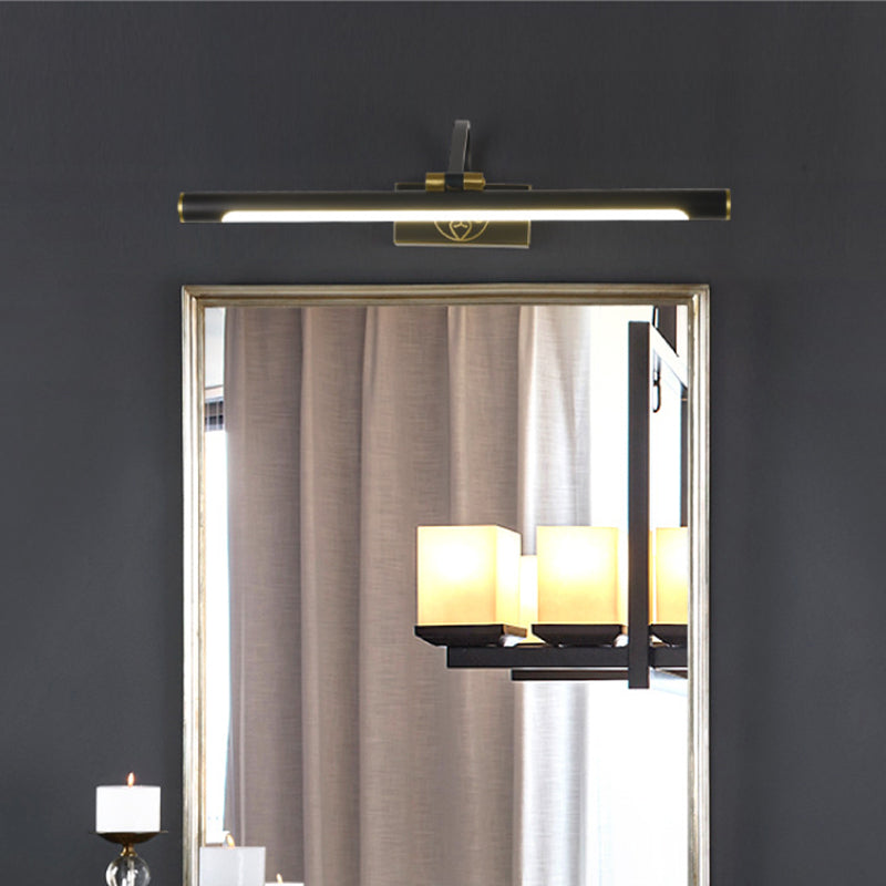 Traditional Tube Vanity Lighting Ideas Metal Rotatable LED Wall Mounted Lamp in Gold-Black Clearhalo 'Vanity Lights' 'Wall Lights' Lighting' 2467784