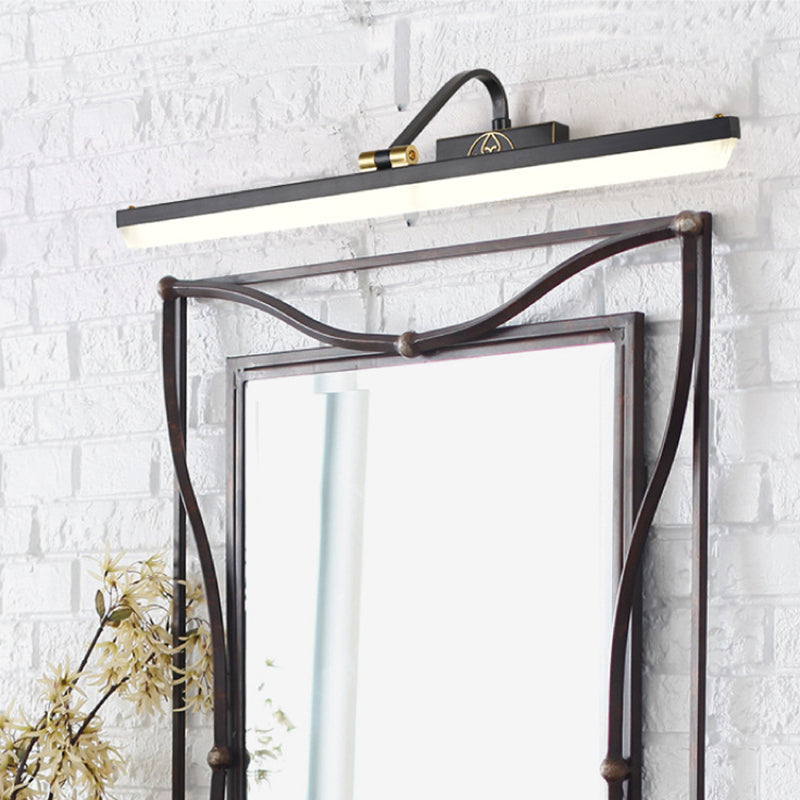 Traditional Tube Vanity Lighting Ideas Metal Rotatable LED Wall Mounted Lamp in Gold-Black Gold-Black Square Plate Clearhalo 'Vanity Lights' 'Wall Lights' Lighting' 2467785
