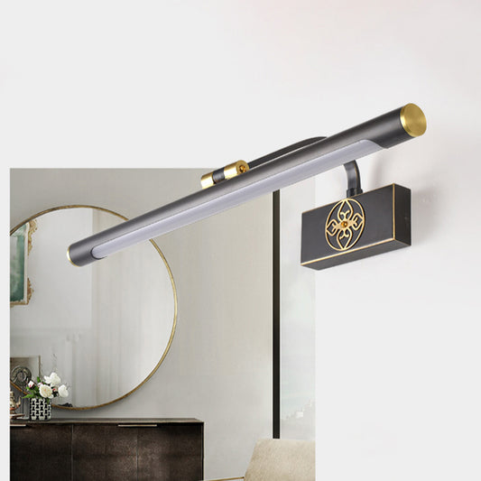 Traditional Tube Vanity Lighting Ideas Metal Rotatable LED Wall Mounted Lamp in Gold-Black Clearhalo 'Vanity Lights' 'Wall Lights' Lighting' 2467788