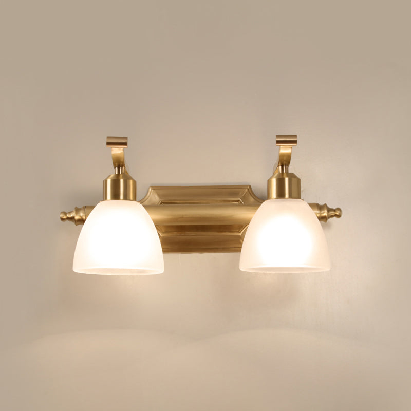 Frosted White Glass Bell Vanity Lamp Vintage Bathroom Wall Mount Lighting Fixture 2.0 Brass Clearhalo 'Vanity Lights' 'Wall Lights' Lighting' 2467794