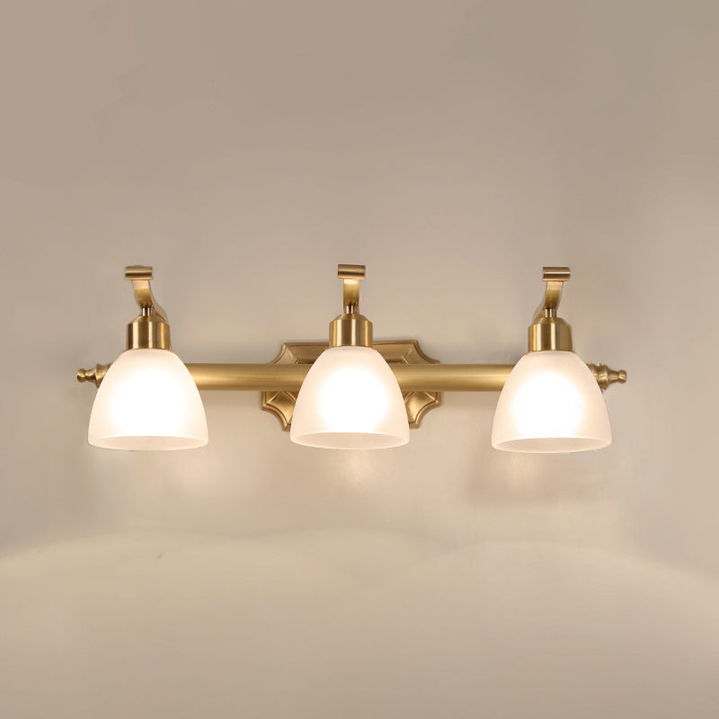 Frosted White Glass Bell Vanity Lamp Vintage Bathroom Wall Mount Lighting Fixture 3.0 Brass Clearhalo 'Vanity Lights' 'Wall Lights' Lighting' 2467800
