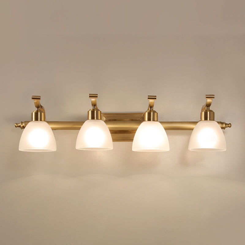 Frosted White Glass Bell Vanity Lamp Vintage Bathroom Wall Mount Lighting Fixture 4.0 Brass Clearhalo 'Vanity Lights' 'Wall Lights' Lighting' 2467802
