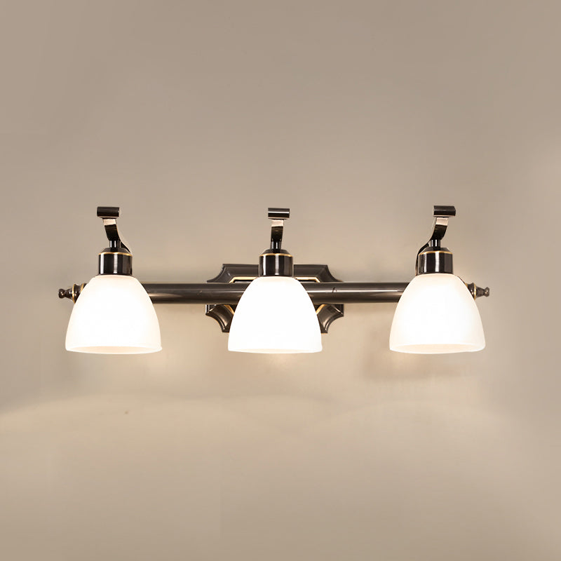 Frosted White Glass Bell Vanity Lamp Vintage Bathroom Wall Mount Lighting Fixture 3.0 Black Clearhalo 'Vanity Lights' 'Wall Lights' Lighting' 2467803