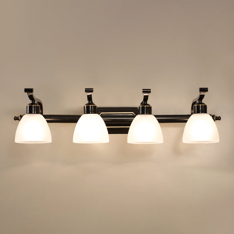 Frosted White Glass Bell Vanity Lamp Vintage Bathroom Wall Mount Lighting Fixture 4.0 Black Clearhalo 'Vanity Lights' 'Wall Lights' Lighting' 2467804