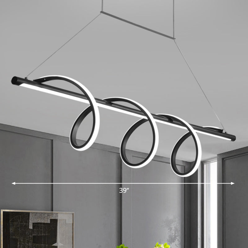 Black Finish Spiral Island Light Fixture Simple Style LED Suspension Light for Dining Room Clearhalo 'Ceiling Lights' 'Island Lights' Lighting' 2467823