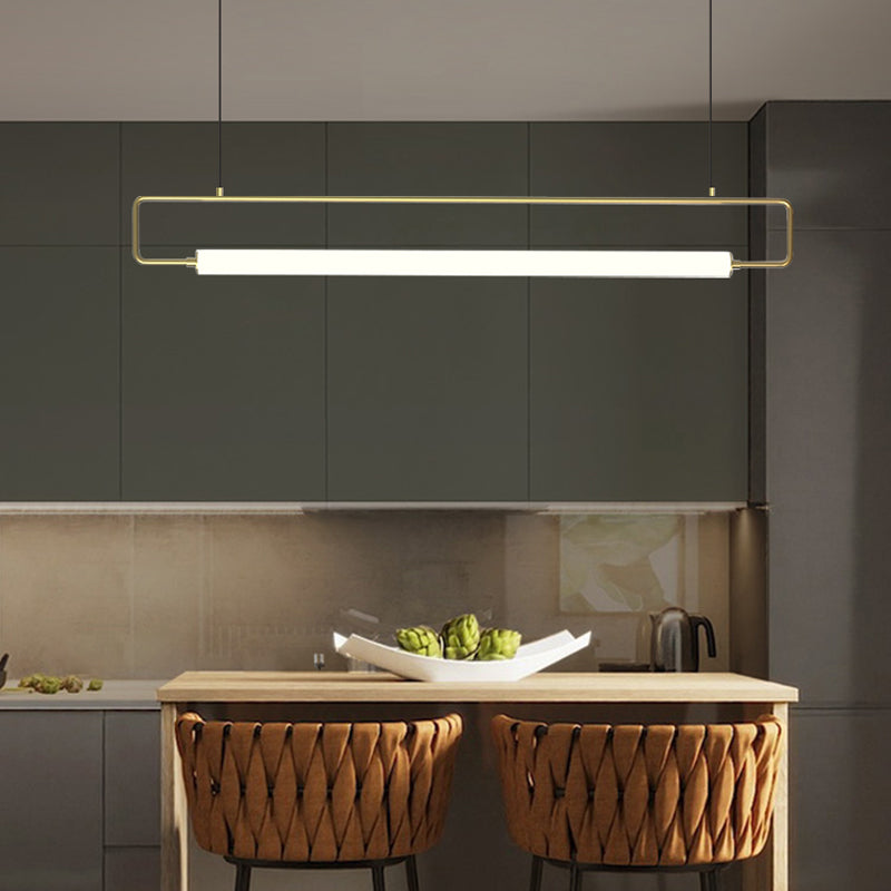 Metal Rectangle over Island Lighting Modern LED Ceiling Suspension Lamp over Dining Table Gold Clearhalo 'Ceiling Lights' 'Island Lights' Lighting' 2467836