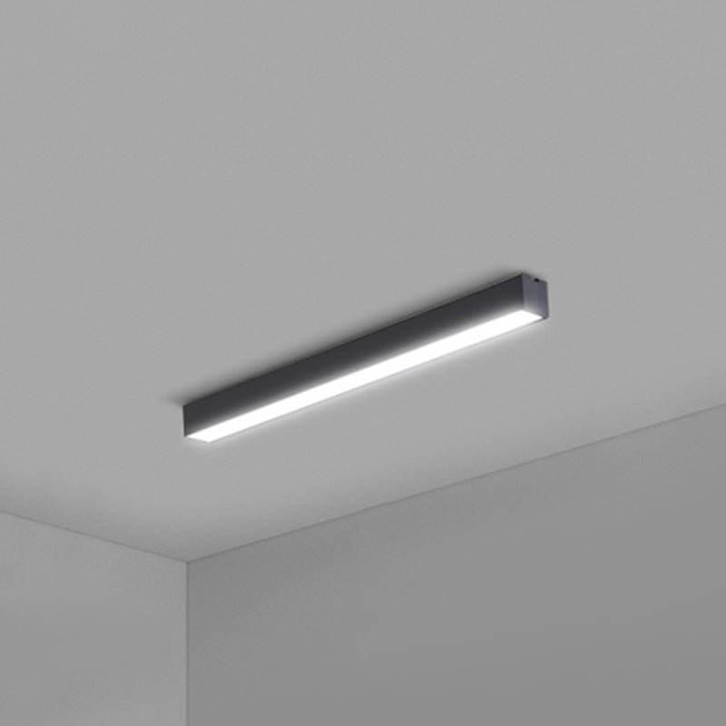 Rectangular Flush Mount Recessed Lighting Modern Aluminum Office Ceiling Light in Black Black Small 23.5" Clearhalo 'Ceiling Lights' 'Close To Ceiling Lights' 'Close to ceiling' 'Flush mount' Lighting' 2467847