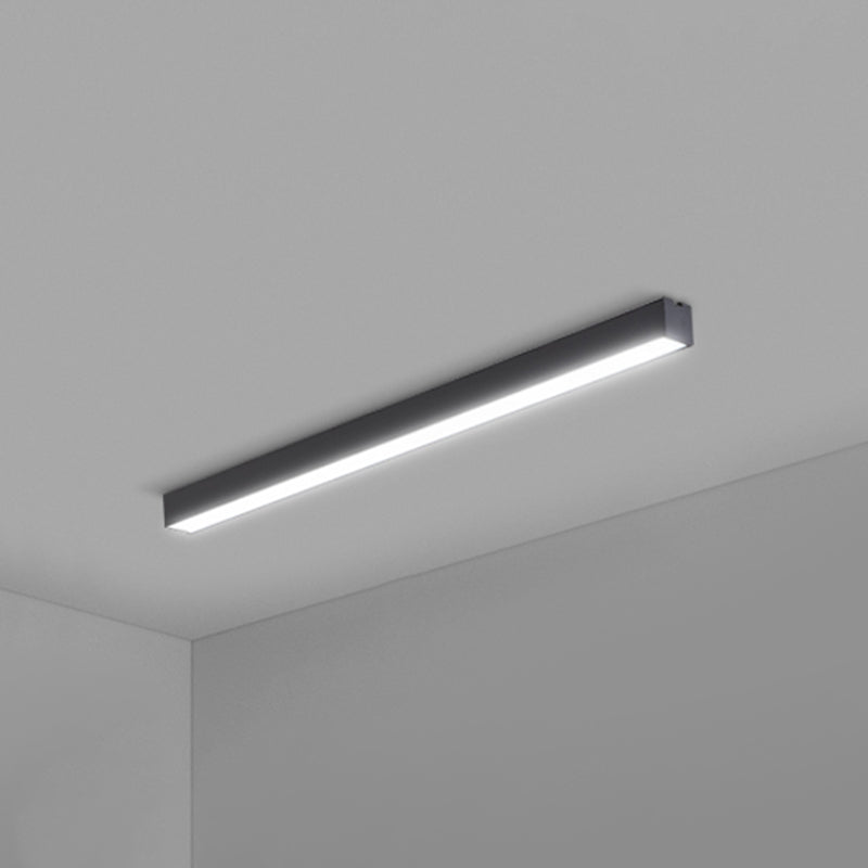 Rectangular Flush Mount Recessed Lighting Modern Aluminum Office Ceiling Light in Black Black Small 35.5" Clearhalo 'Ceiling Lights' 'Close To Ceiling Lights' 'Close to ceiling' 'Flush mount' Lighting' 2467848