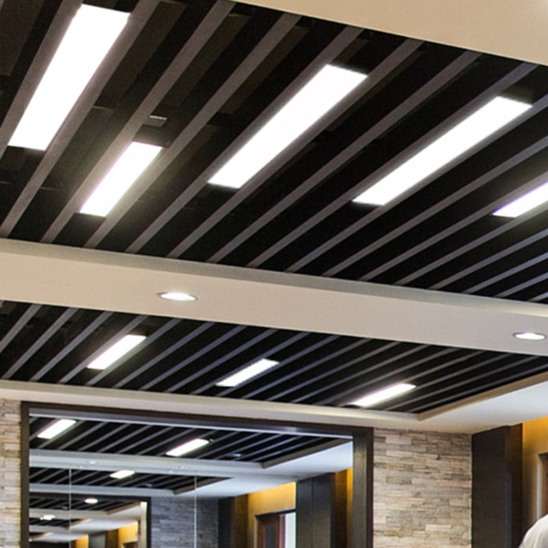 Rectangular Flush Mount Recessed Lighting Modern Aluminum Office Ceiling Light in Black Clearhalo 'Ceiling Lights' 'Close To Ceiling Lights' 'Close to ceiling' 'Flush mount' Lighting' 2467849