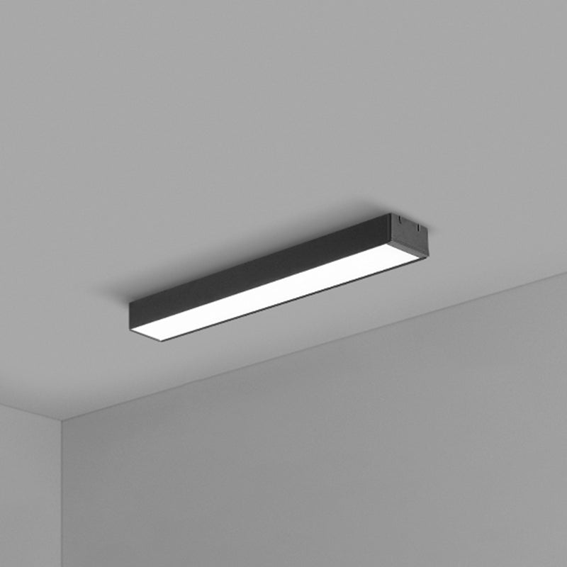 Rectangular Flush Mount Recessed Lighting Modern Aluminum Office Ceiling Light in Black Black Medium 23.5" Clearhalo 'Ceiling Lights' 'Close To Ceiling Lights' 'Close to ceiling' 'Flush mount' Lighting' 2467855