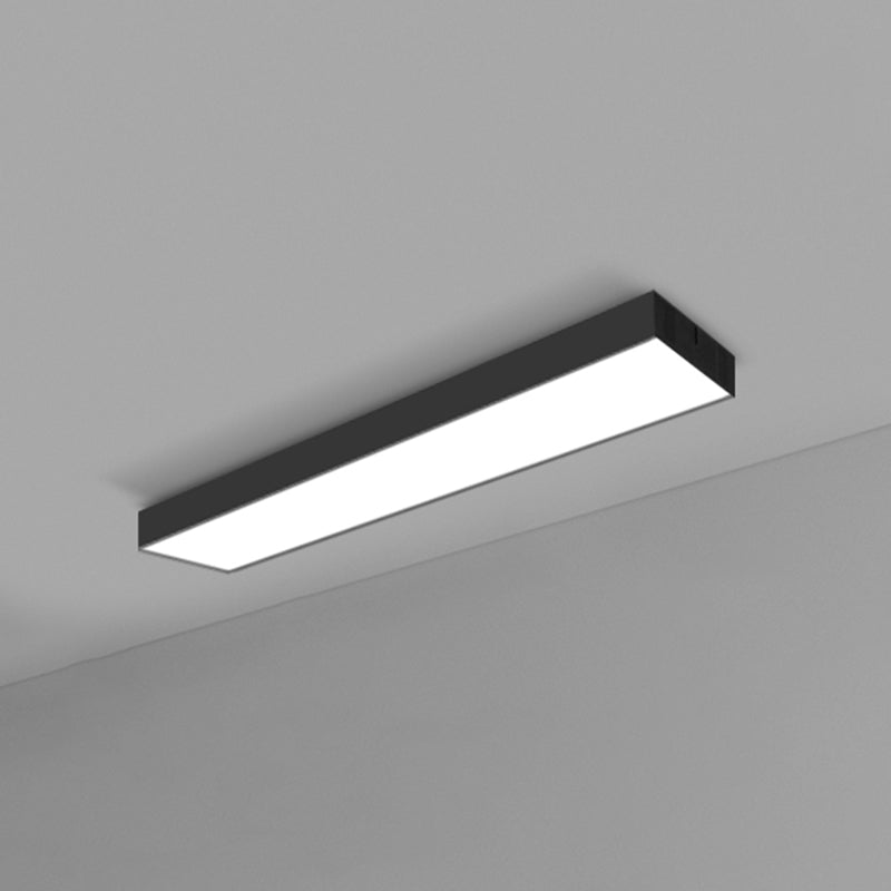 Rectangular Flush Mount Recessed Lighting Modern Aluminum Office Ceiling Light in Black Black Large 47.5" Clearhalo 'Ceiling Lights' 'Close To Ceiling Lights' 'Close to ceiling' 'Flush mount' Lighting' 2467861