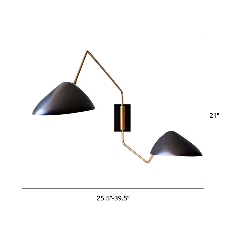 Metal Duckbill Reading Wall Light Designer 2-Bulb Black Wall Sconce with Swing Arm Clearhalo 'Cast Iron' 'Glass' 'Industrial' 'Modern wall lights' 'Modern' 'Tiffany' 'Traditional wall lights' 'Wall Lamps & Sconces' 'Wall Lights' Lighting' 2467880