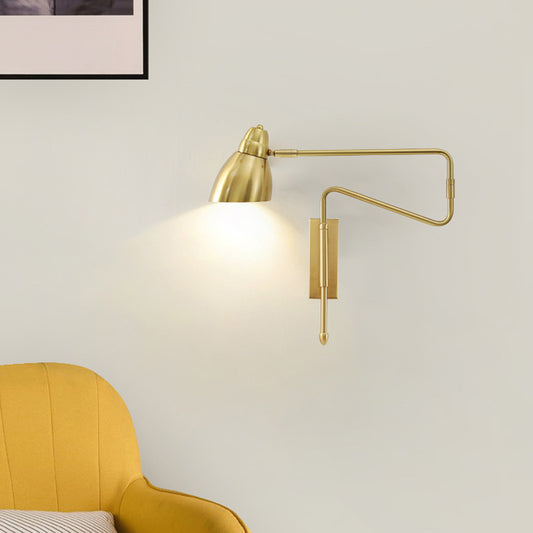 Metal Angled Shade Wall Light Postmodern 1-Light Extendable Task Wall Lamp for Studio Gold Clearhalo 'Cast Iron' 'Glass' 'Industrial' 'Modern wall lights' 'Modern' 'Tiffany' 'Traditional wall lights' 'Wall Lamps & Sconces' 'Wall Lights' Lighting' 2467882