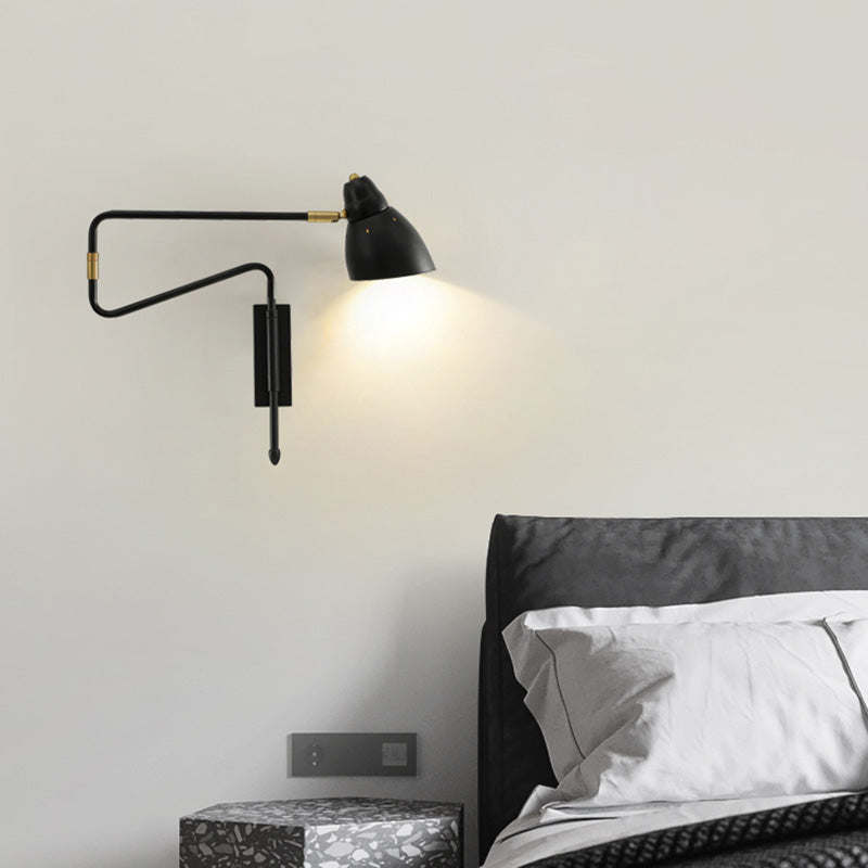 Metal Angled Shade Wall Light Postmodern 1-Light Extendable Task Wall Lamp for Studio Clearhalo 'Cast Iron' 'Glass' 'Industrial' 'Modern wall lights' 'Modern' 'Tiffany' 'Traditional wall lights' 'Wall Lamps & Sconces' 'Wall Lights' Lighting' 2467885