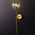 Brass Pencil Arm Wall Lamp Postmodern 1 Head Metal Sconce Light with Ball Glass Shade Amber Clearhalo 'Cast Iron' 'Glass' 'Industrial' 'Modern wall lights' 'Modern' 'Tiffany' 'Traditional wall lights' 'Wall Lamps & Sconces' 'Wall Lights' Lighting' 2467896