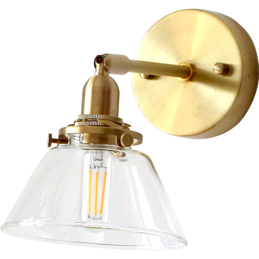 Minimalist Tapered Rotating Wall Lighting Single-Bulb Glass Wall Sconce in Brass for Living Room Clearhalo 'Art deco wall lights' 'Cast Iron' 'Glass' 'Industrial wall lights' 'Industrial' 'Middle century wall lights' 'Modern' 'Rustic wall lights' 'Tiffany' 'Traditional wall lights' 'Wall Lamps & Sconces' 'Wall Lights' Lighting' 2467922
