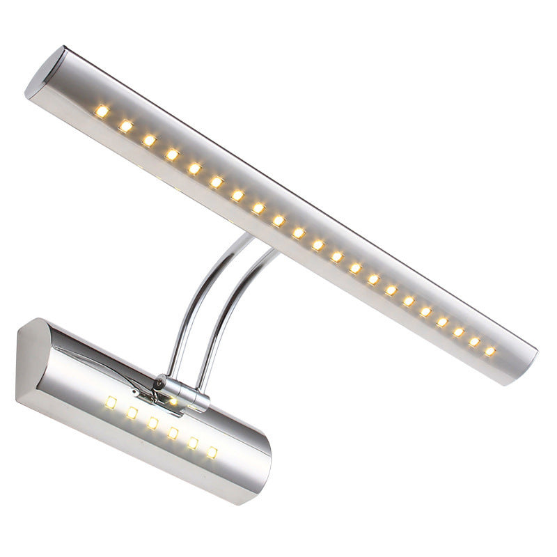 Nickel Finish Linear Wall Vanity Light Minimalistic LED Metal Adjustable Sconce Lamp Clearhalo 'Vanity Lights' 'Wall Lights' Lighting' 2467925