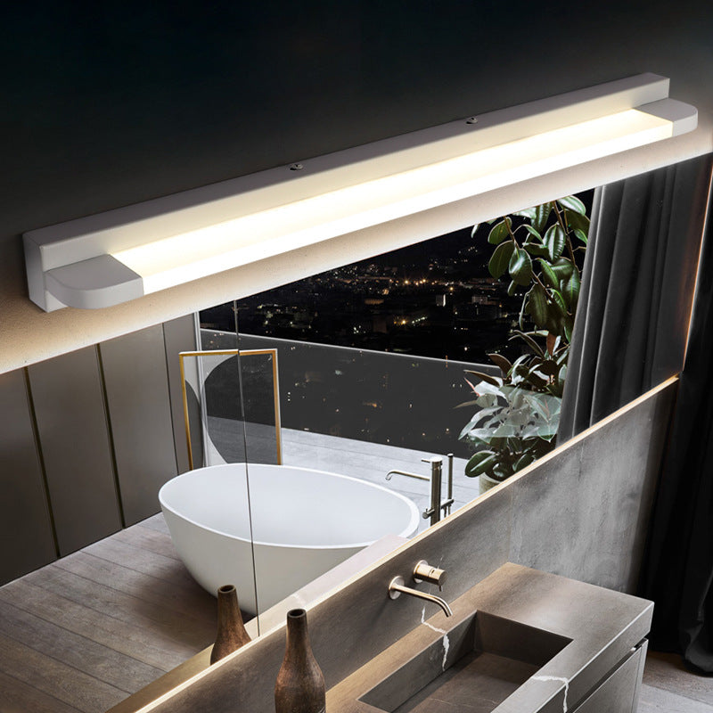Bar Shaped Bathroom Sconce Light Acrylic LED Vanity Wall Light Fixture with Rounded Corner White Clearhalo 'Modern wall lights' 'Modern' 'Vanity Lights' 'Wall Lights' Lighting' 2467929