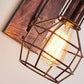 Spherical Wire Cage Foyer Wall Light Rustic Iron 1-Light Bedroom Wall Mount Lamp with Pulley Clearhalo 'Art deco wall lights' 'Cast Iron' 'Glass' 'Industrial wall lights' 'Industrial' 'Middle century wall lights' 'Modern' 'Rustic wall lights' 'Tiffany' 'Traditional wall lights' 'Wall Lamps & Sconces' 'Wall Lights' Lighting' 2468043