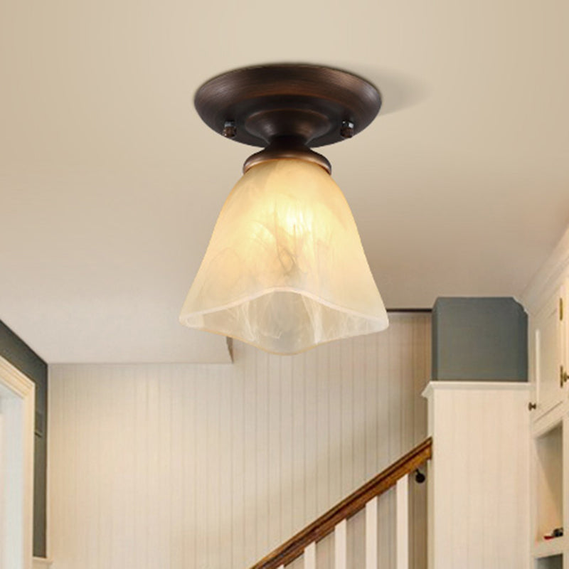 Small Stairway Semi Flush Mount Light Vintage Meal 1 Head Close to Ceiling Light Clearhalo 'Ceiling Lights' 'Close To Ceiling Lights' 'Close to ceiling' 'Semi-flushmount' Lighting' 2468077