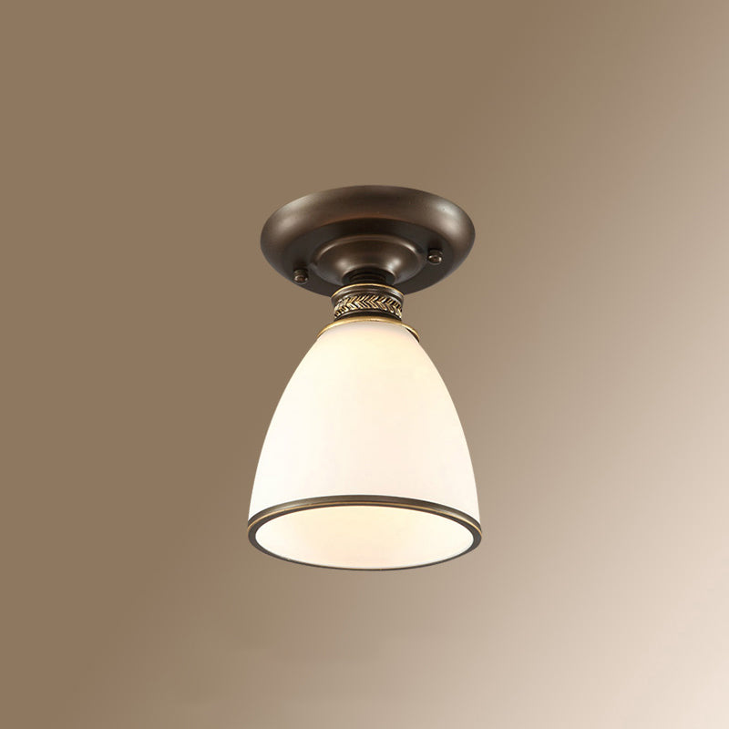 Small Stairway Semi Flush Mount Light Vintage Meal 1 Head Close to Ceiling Light Bronze Wine Glass Clearhalo 'Ceiling Lights' 'Close To Ceiling Lights' 'Close to ceiling' 'Semi-flushmount' Lighting' 2468078