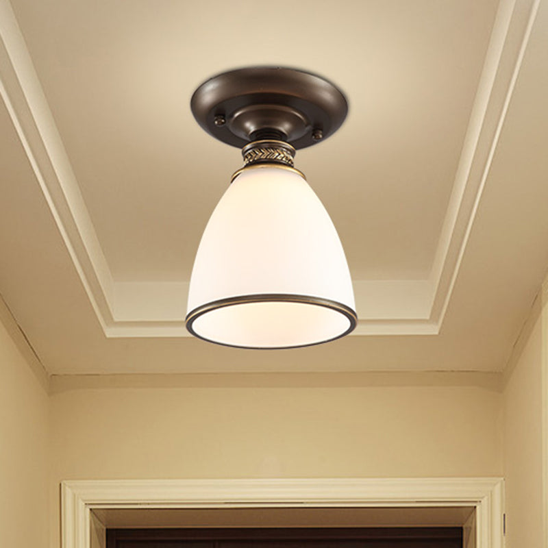 Small Stairway Semi Flush Mount Light Vintage Meal 1 Head Close to Ceiling Light Clearhalo 'Ceiling Lights' 'Close To Ceiling Lights' 'Close to ceiling' 'Semi-flushmount' Lighting' 2468079