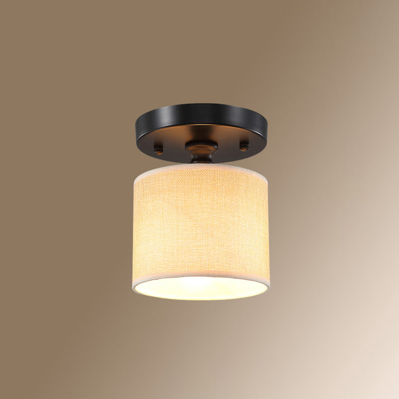 Small Stairway Semi Flush Mount Light Vintage Meal 1 Head Close to Ceiling Light Bronze Cylinder Clearhalo 'Ceiling Lights' 'Close To Ceiling Lights' 'Close to ceiling' 'Semi-flushmount' Lighting' 2468080