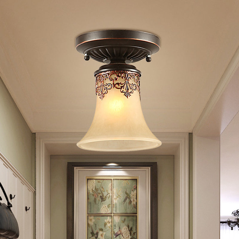 Small Stairway Semi Flush Mount Light Vintage Meal 1 Head Close to Ceiling Light Clearhalo 'Ceiling Lights' 'Close To Ceiling Lights' 'Close to ceiling' 'Semi-flushmount' Lighting' 2468081