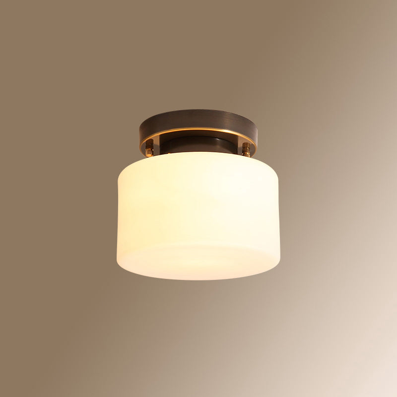 Small Stairway Semi Flush Mount Light Vintage Meal 1 Head Close to Ceiling Light Bronze Drum Clearhalo 'Ceiling Lights' 'Close To Ceiling Lights' 'Close to ceiling' 'Semi-flushmount' Lighting' 2468082