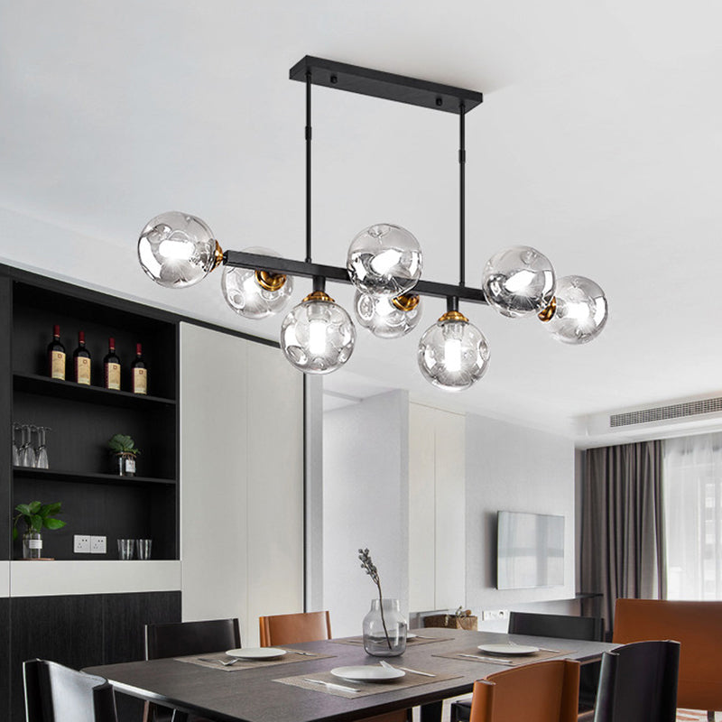 Ball Hand-Blown Dimpled Glass Island Lamp Postmodern Pendant Lighting for Restaurant Clearhalo 'Ceiling Lights' 'Island Lights' Lighting' 2468165