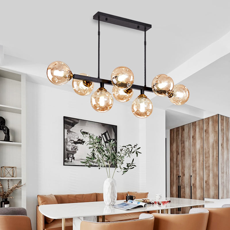 Ball Hand-Blown Dimpled Glass Island Lamp Postmodern Pendant Lighting for Restaurant Clearhalo 'Ceiling Lights' 'Island Lights' Lighting' 2468167