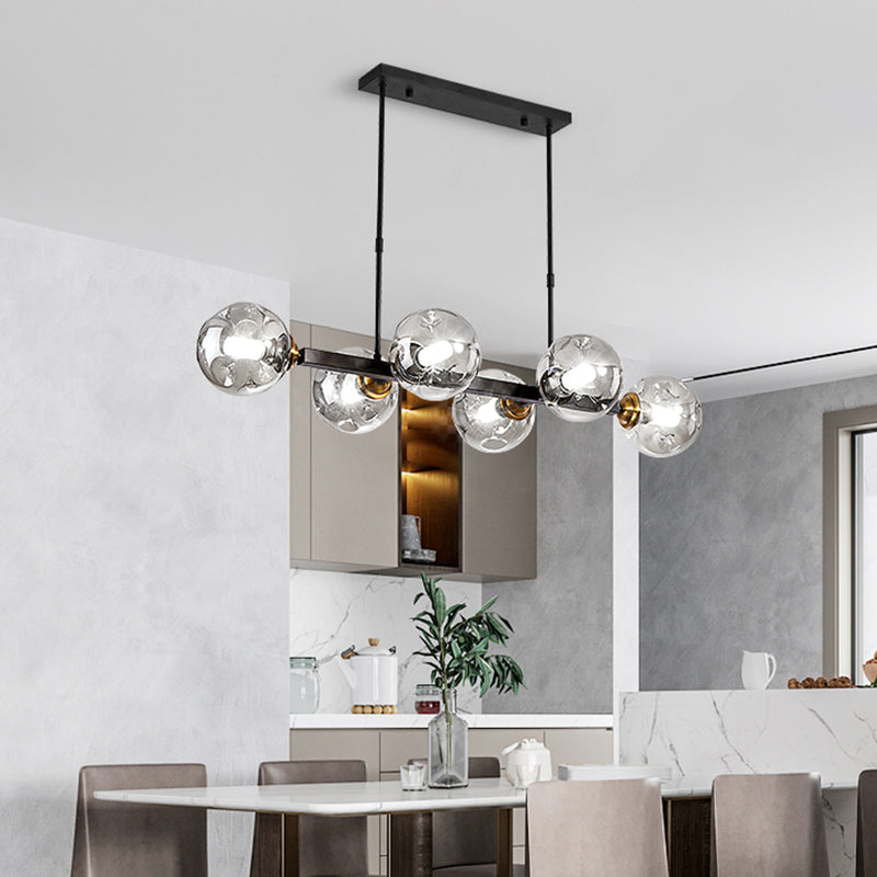 Ball Hand-Blown Dimpled Glass Island Lamp Postmodern Pendant Lighting for Restaurant Clearhalo 'Ceiling Lights' 'Island Lights' Lighting' 2468170