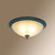 Frosted White Glass Bowl Flush Light Rustic 3-Light Bedroom Ceiling Lamp in Blue