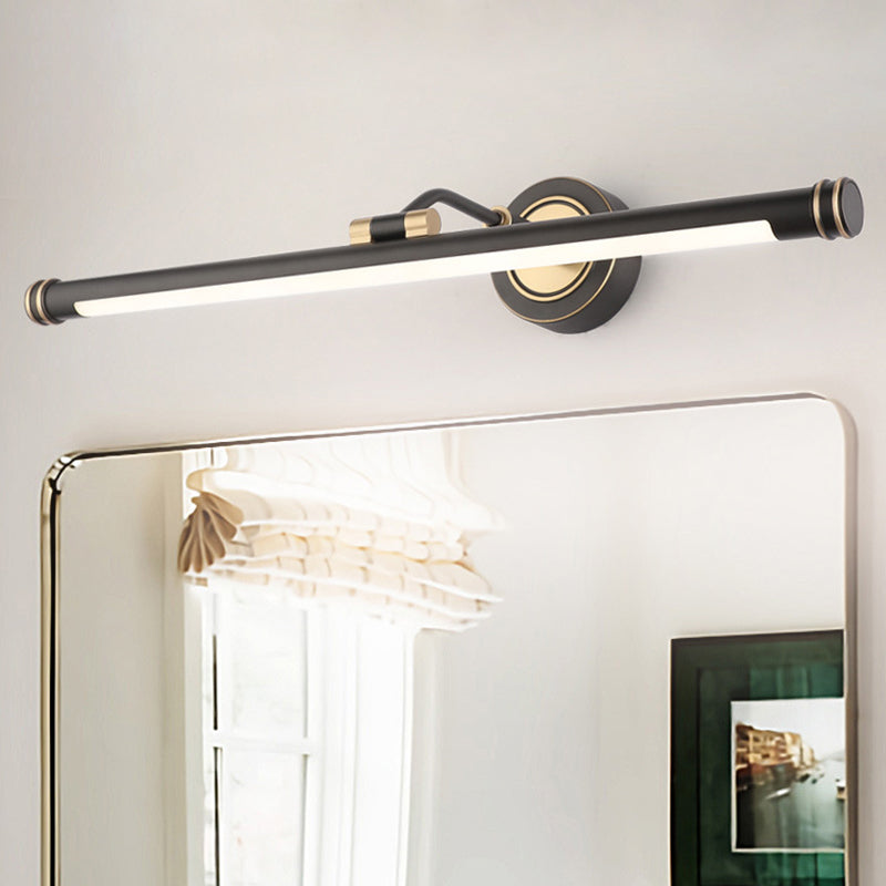 Traditional Pole Shaped Vanity Light Metal LED Sconce Light Fixture with Adjustable Arm Black Clearhalo 'Vanity Lights' 'Wall Lights' Lighting' 2468228