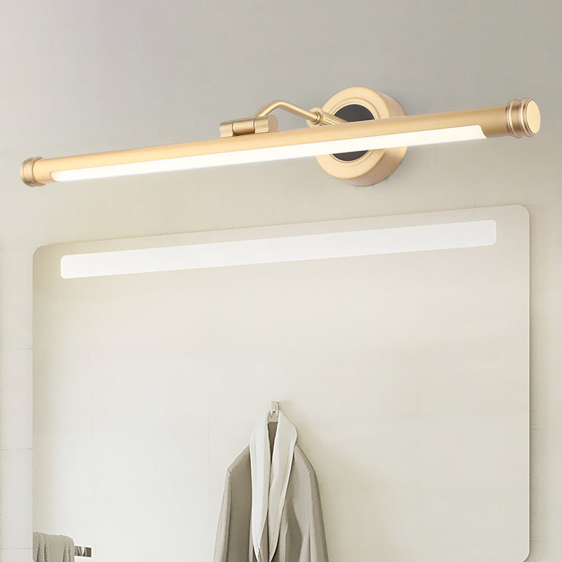 Traditional Pole Shaped Vanity Light Metal LED Sconce Light Fixture with Adjustable Arm Gold Clearhalo 'Vanity Lights' 'Wall Lights' Lighting' 2468229
