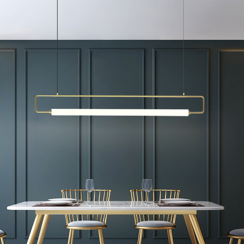 Rectangular Dining Room Island Pendant Metal Minimalism LED Hanging Ceiling Light Gold Clearhalo 'Ceiling Lights' 'Island Lights' Lighting' 2468255