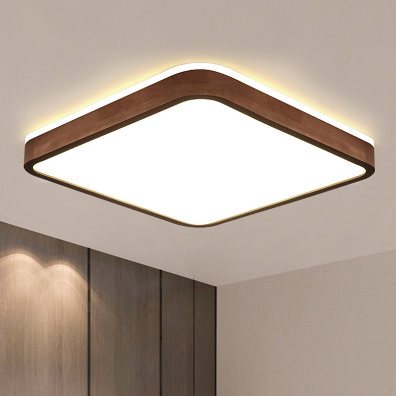 Brown Geometric Flush Ceiling Light Minimalist LED Wooden Flushmount Lighting for Bedroom Brown Clearhalo 'Ceiling Lights' 'Close To Ceiling Lights' 'Close to ceiling' 'Flush mount' Lighting' 2468263