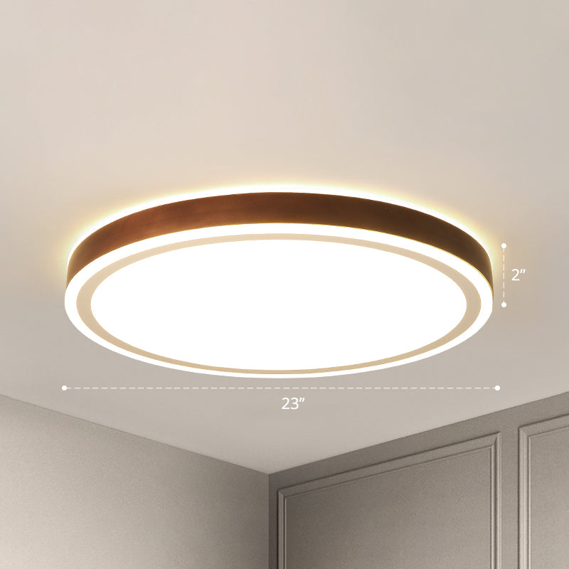 Brown Geometric Flush Ceiling Light Minimalist LED Wooden Flushmount Lighting for Bedroom Clearhalo 'Ceiling Lights' 'Close To Ceiling Lights' 'Close to ceiling' 'Flush mount' Lighting' 2468267