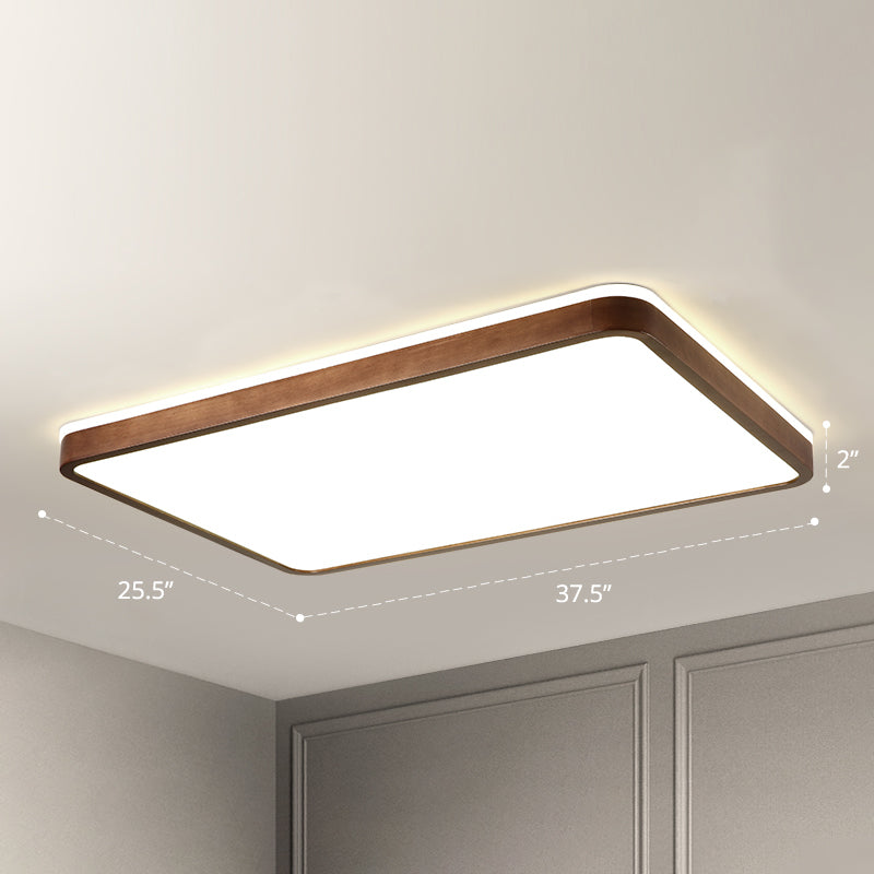 Brown Geometric Flush Ceiling Light Minimalist LED Wooden Flushmount Lighting for Bedroom Clearhalo 'Ceiling Lights' 'Close To Ceiling Lights' 'Close to ceiling' 'Flush mount' Lighting' 2468270