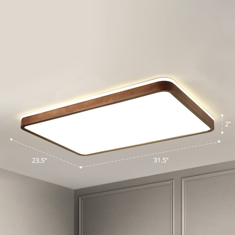 Brown Geometric Flush Ceiling Light Minimalist LED Wooden Flushmount Lighting for Bedroom Clearhalo 'Ceiling Lights' 'Close To Ceiling Lights' 'Close to ceiling' 'Flush mount' Lighting' 2468271